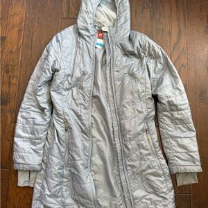 Columbia Omni-Heat Hooded Winter Coat – Women’s Small – Silver/Grey